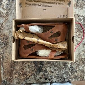 Bed Stu Tan Leather Cutout Sandals